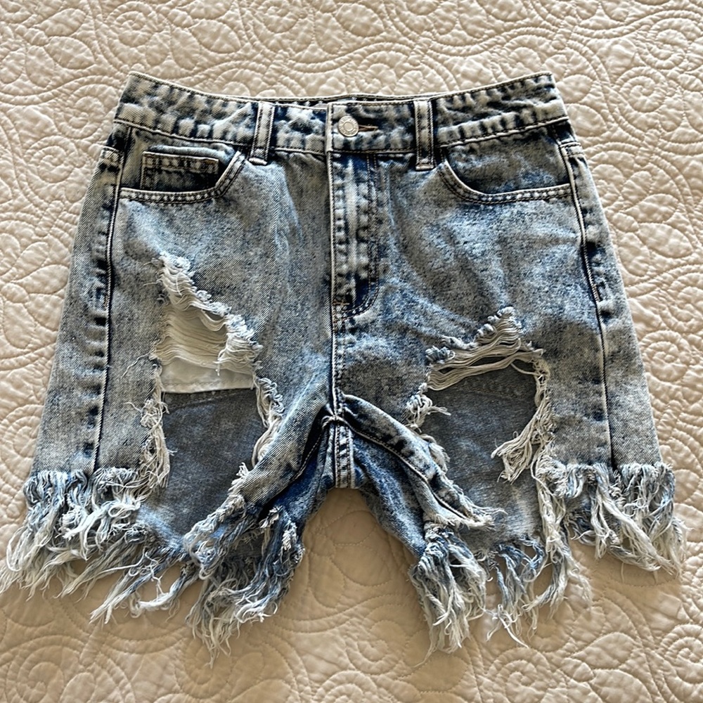 Acid Wash Festival Jean Shorts - Size S